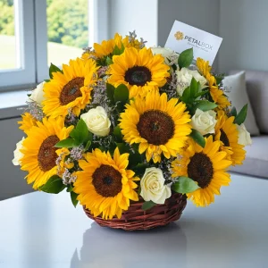 Sunflower and Rose Basket