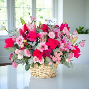 Pink Delight Flower Basket