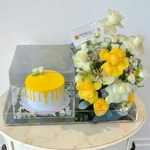 Yellow Theme Cake and Flower