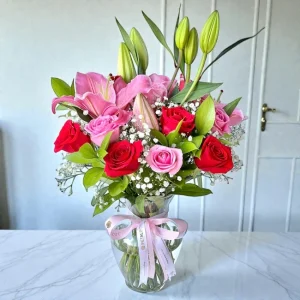 Mixed Rose & Lily Vase